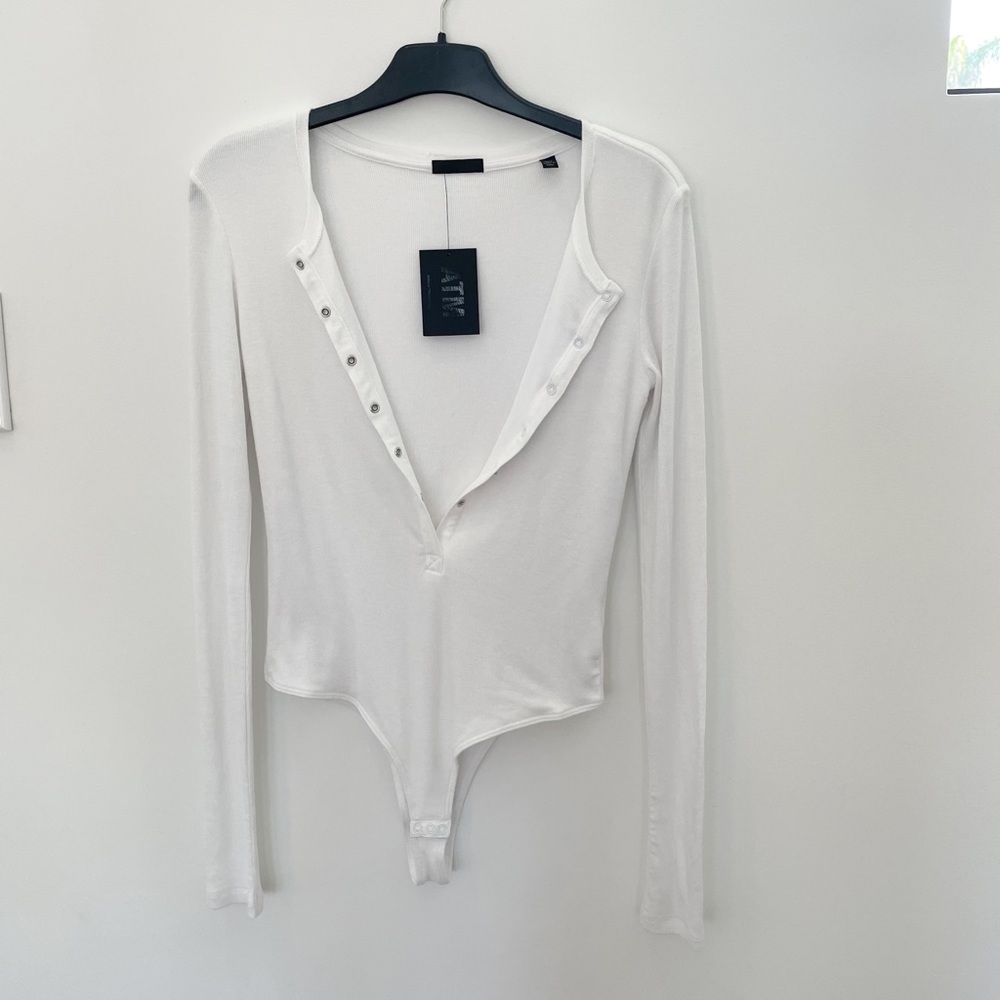 ATM Anthony Thomas Melillo Micro Modal Long Sleeve Henley Bodysuit